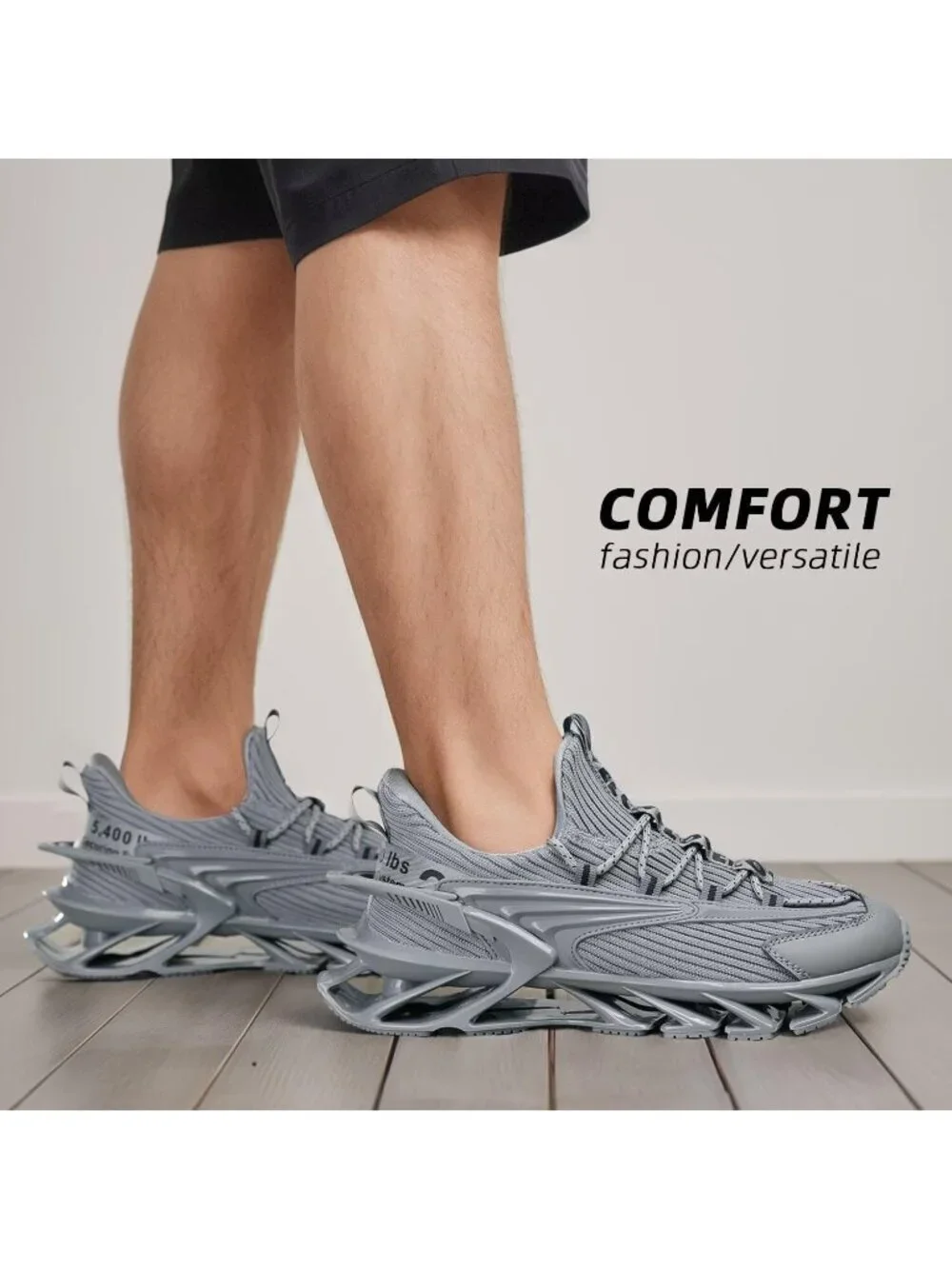 Men's Grey Walking Shoes Casual Fashion Lace Up Blade Tennis Running Sneakers